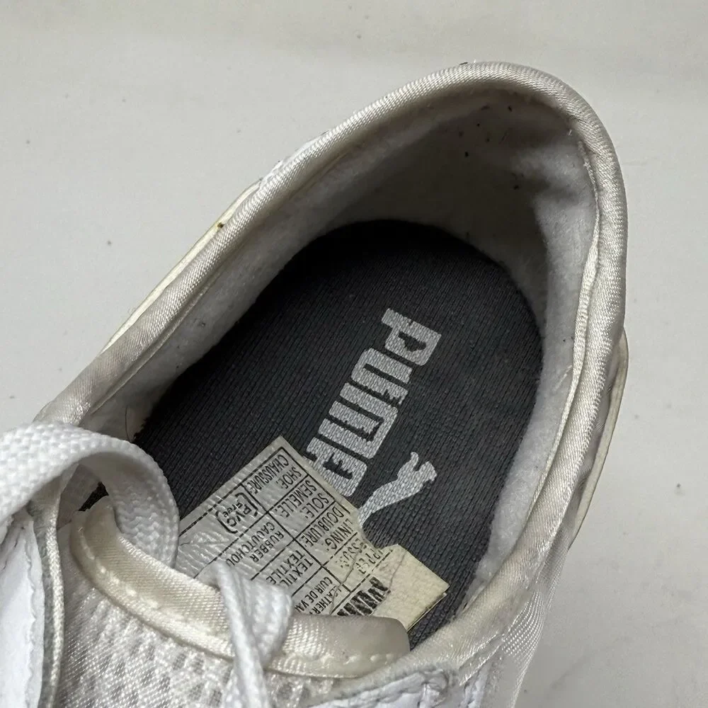 Puma Lillea Shoes Womens 8 White Leather Mesh Lightweight Casual Retro Sneakers